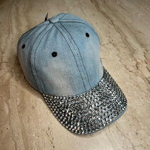 Denim Bedazzled Baseball Cap Hat